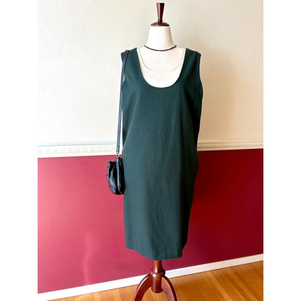 Vintage Harve Benard Wool Sleeveless Jumper Dress Hunter Green Sz 16 Indie Twee